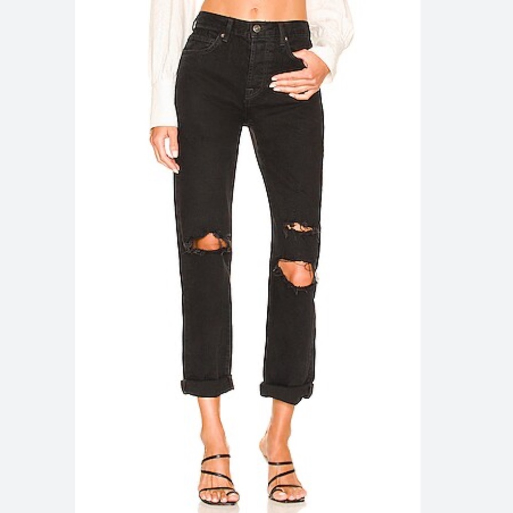 We the Free Bren Boyfriend Jean Size 29 Black Distressed